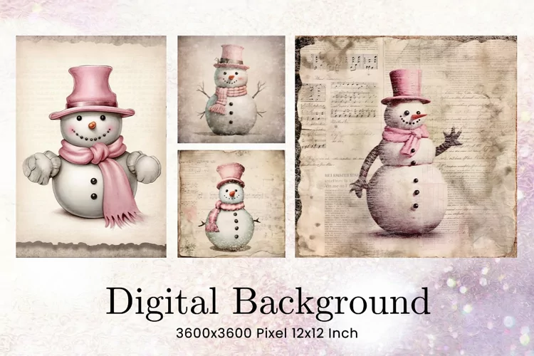 Snowman Vintage Background Christmas Snowman Antiques Paper