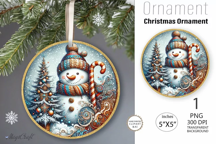 Vintage Christmas Ornament | Round Christmas Ornament PNG