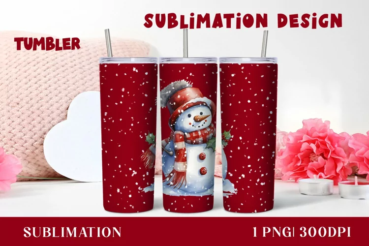 Watercolor Christmas snowman Tumbler sublimation