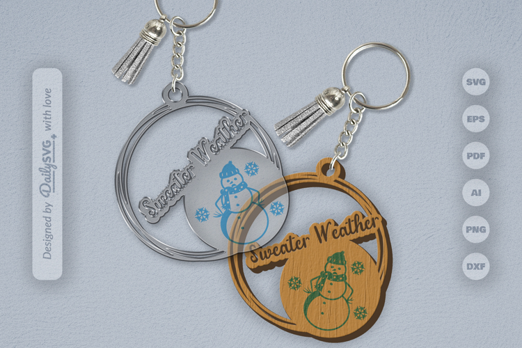 Snowman Keychain SVG