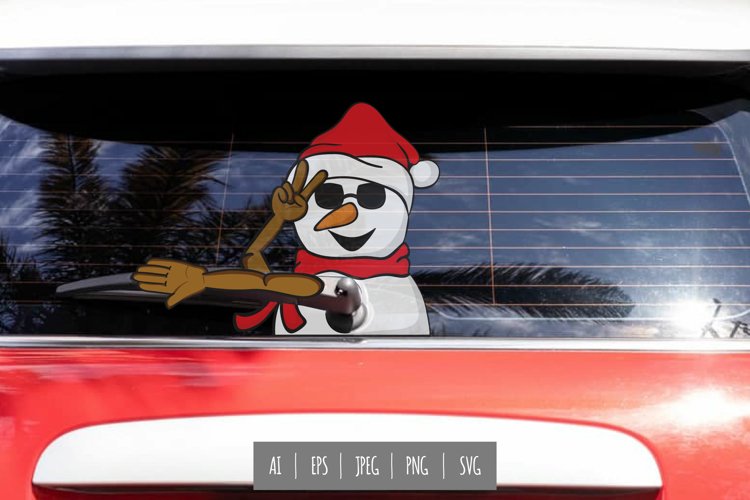 Snowman Rear Wiper Car Decal Sticker