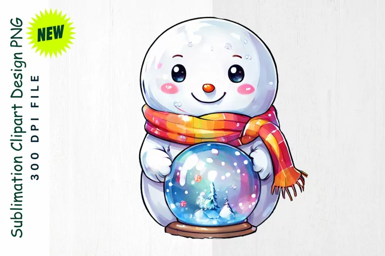 Snowman with Colorful Scarf & Snow Globe clipart