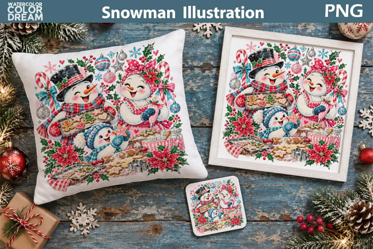 Christmas Snowman Baking | Holiday Sublimation Art