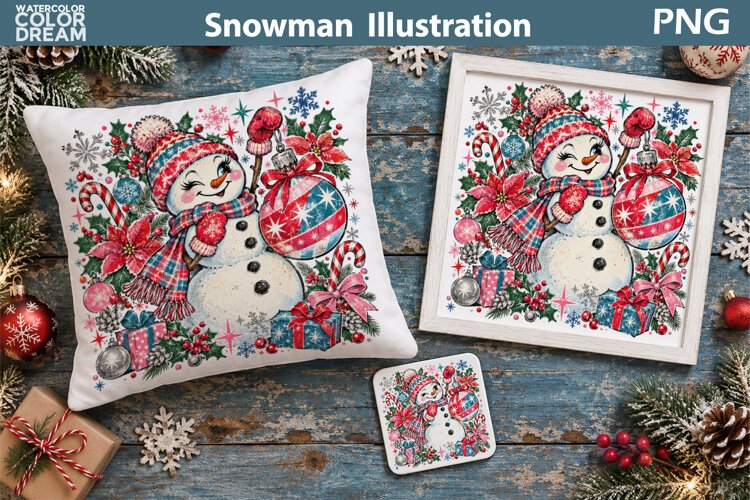 Cute Festive Winter Snowman | Christmas Sublimation example image 1