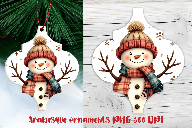 Arabesque Christmas snowman ornament PNG | Christmas design