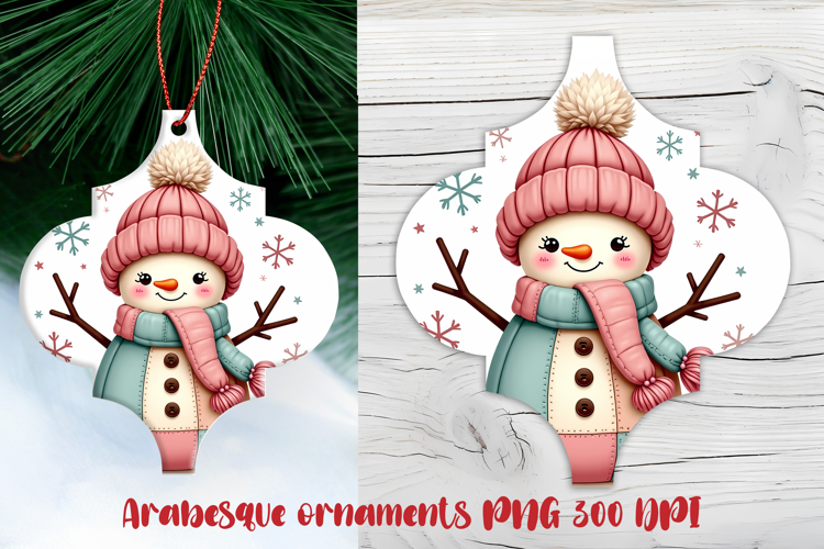 Arabesque Christmas snowman ornament PNG | Christmas design