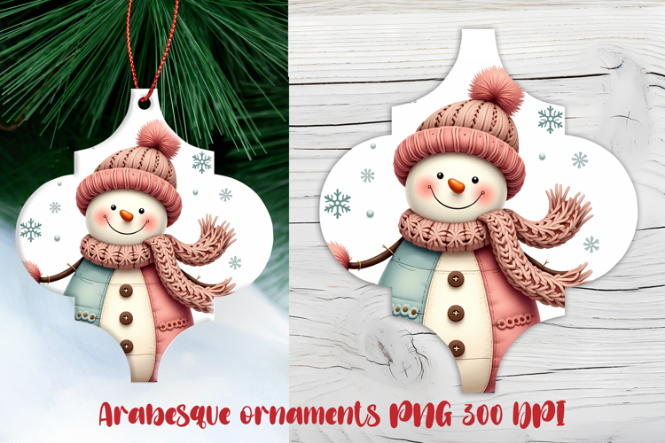 Arabesque Christmas snowman ornament PNG | Christmas design