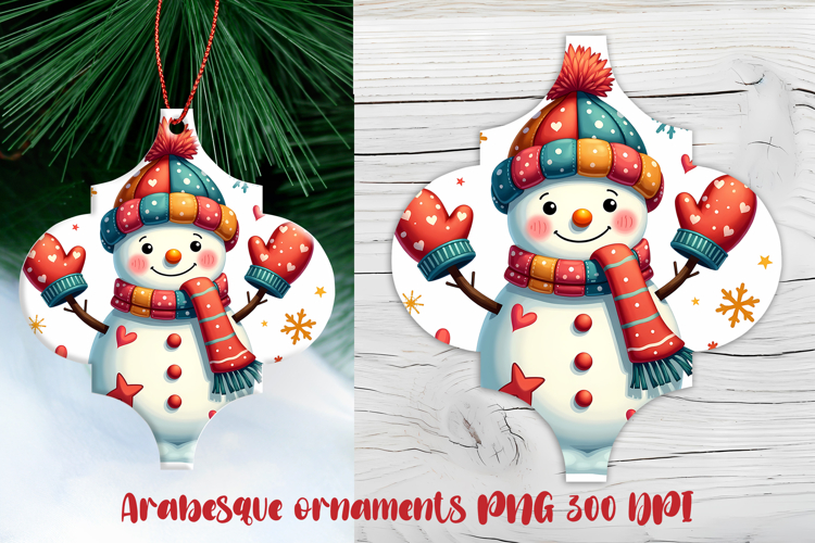 Arabesque Christmas snowman ornament PNG | Christmas design