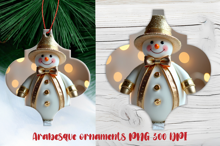 Arabesque Christmas snowman ornament PNG | Christmas design