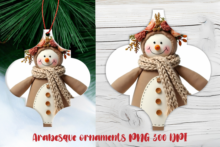 Arabesque Christmas snowman ornament PNG | Christmas design