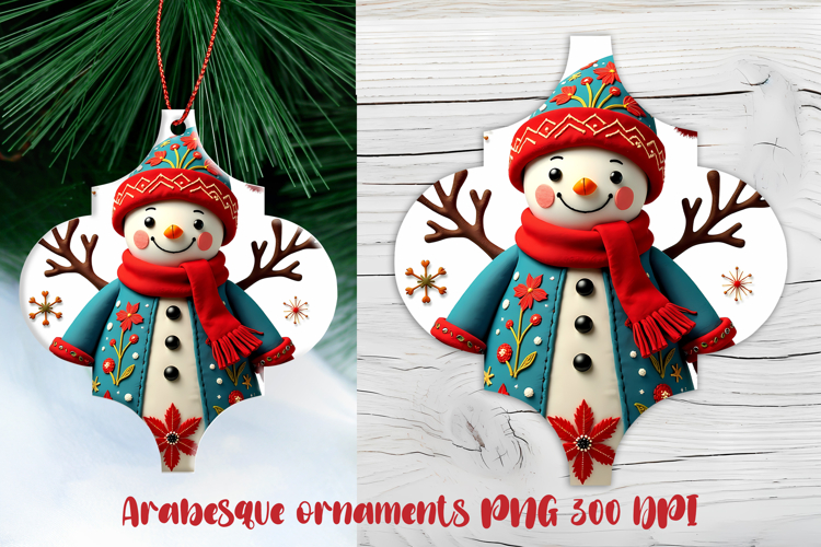 Arabesque Christmas snowman ornament PNG | Christmas design