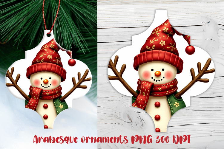 Arabesque Christmas snowman ornament PNG | Christmas design