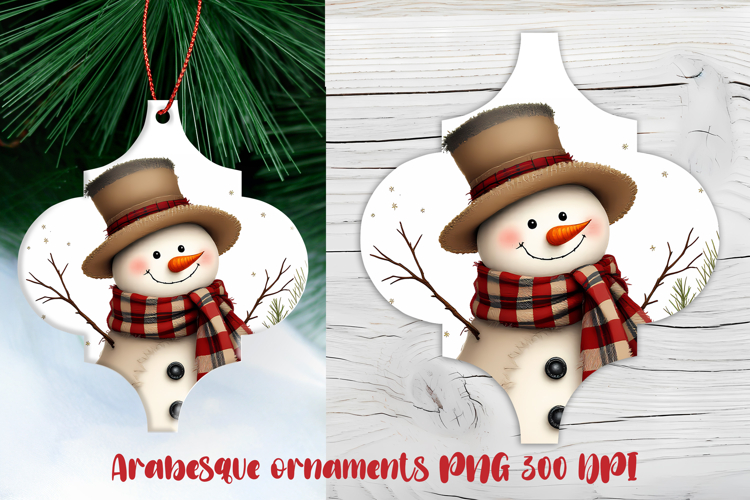 Arabesque Christmas snowman ornament PNG | Christmas design