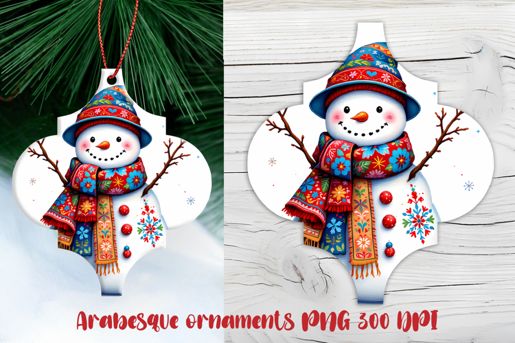 Arabesque Christmas snowman ornament PNG | Christmas design