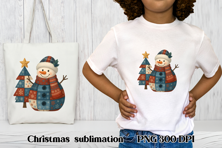 Cute Christmas snowman clipart PNG | Christmas Patchwork PNG