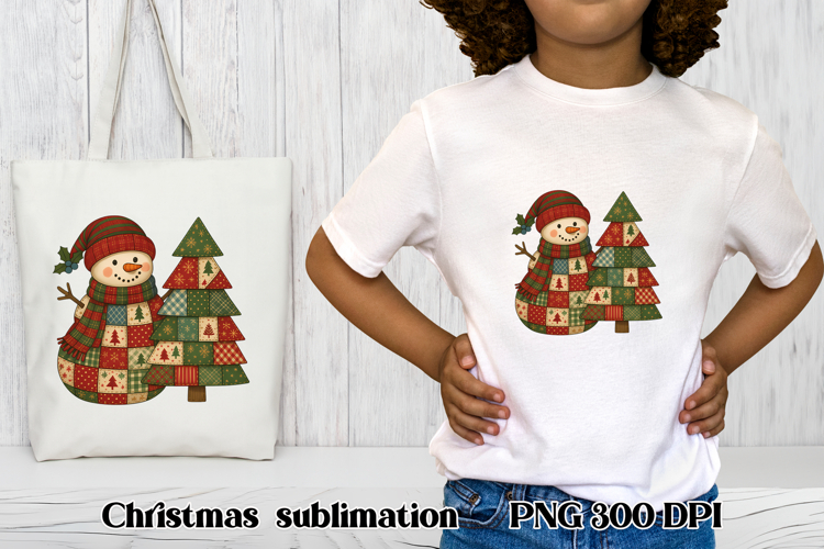 Cute Christmas snowman clipart PNG | Christmas Patchwork PNG
