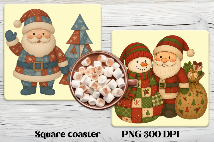 Christmas square coaster | Cute patchwork snowman coaster
