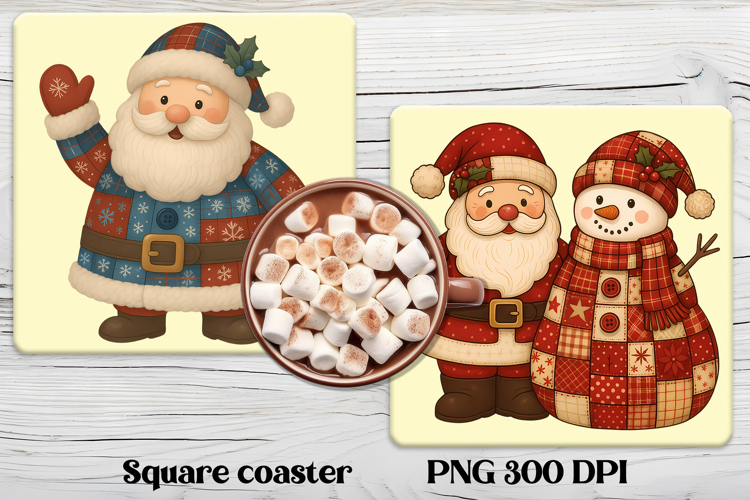Christmas square coaster | Cute patchwork snowman coaster