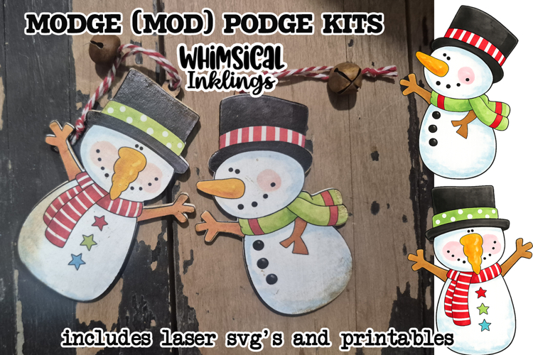 Snowman Duo Mod Podge Ornaments SVG and Printables