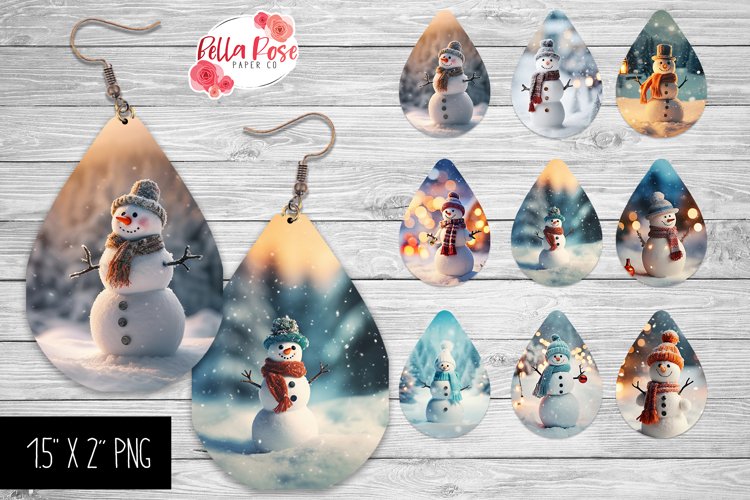 Snowman | 9 Sets of Teardrop Earrings PNGs