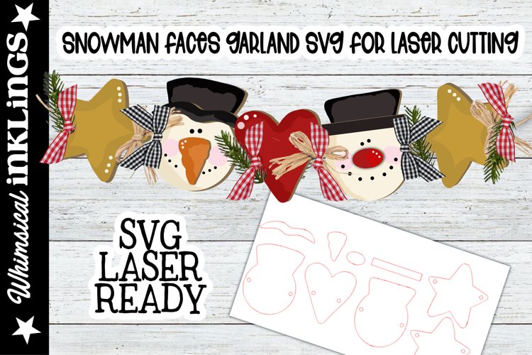 Snowman Faces Garland SVG For Laser Cutting