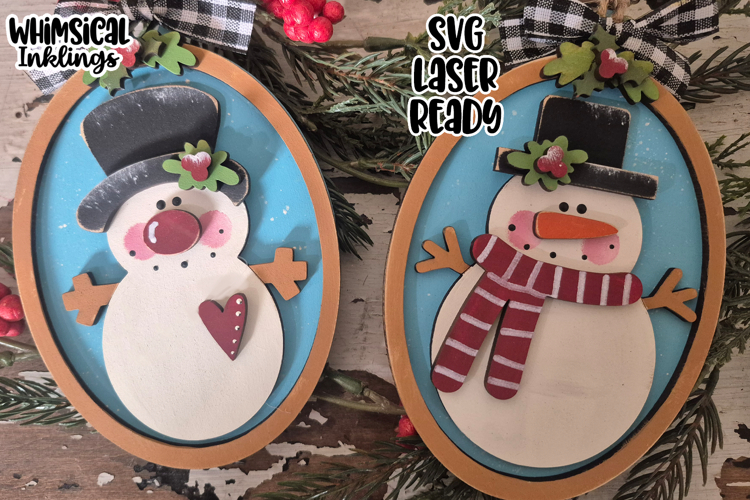 Snowman Frame Ornaments Laser SVG example image 1