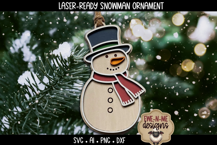 Snowman Ornament Laser Ready SVG |Christmas Laser SVG
