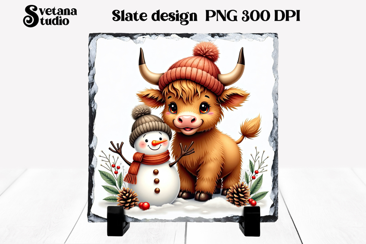 Christmas cute cow slate | Christmas pillow sublimation