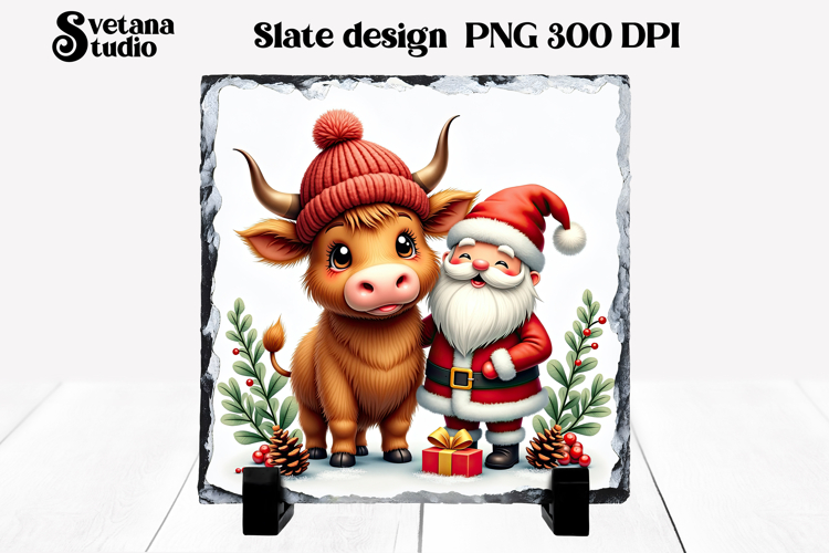 Christmas cute cow slate | Christmas pillow sublimation