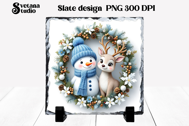 Christmas cute snowman slate | Christmas pillow sublimation