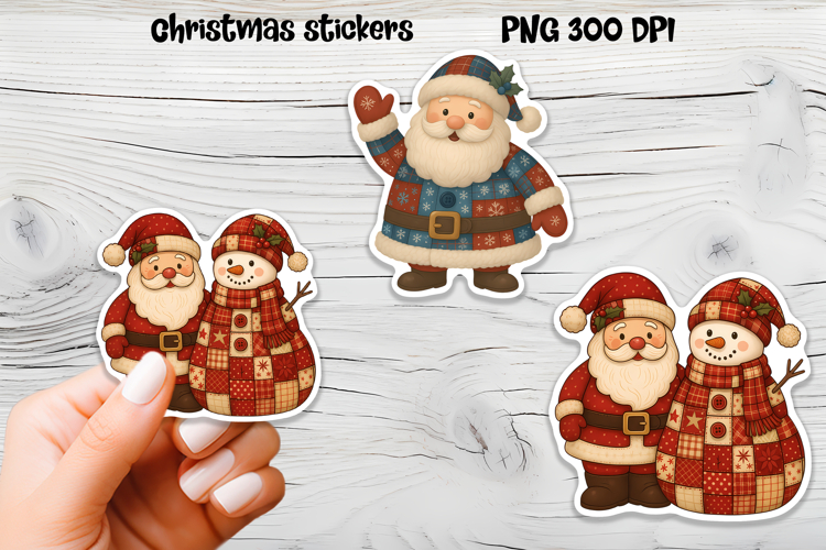 Christmas Patchwork stickers | Printable Christmas sticker  