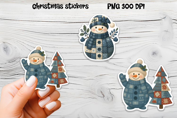 Christmas Patchwork stickers | Printable Christmas sticker  