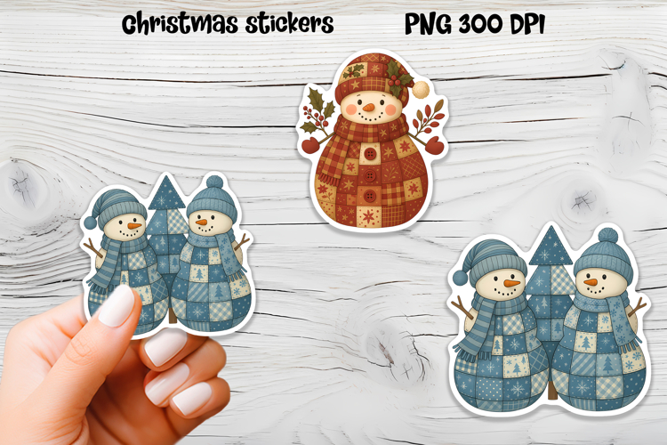 Christmas Patchwork stickers | Printable Christmas sticker  