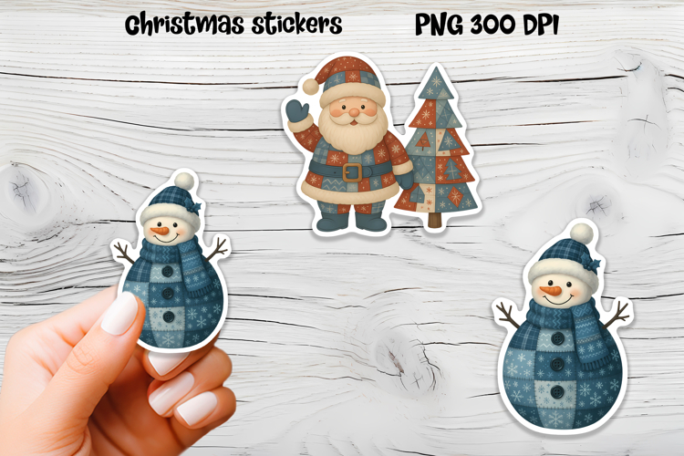 Christmas Patchwork stickers | Printable Christmas sticker  