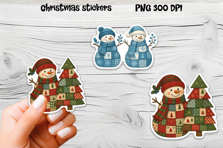 Christmas Patchwork stickers | Printable Christmas sticker  