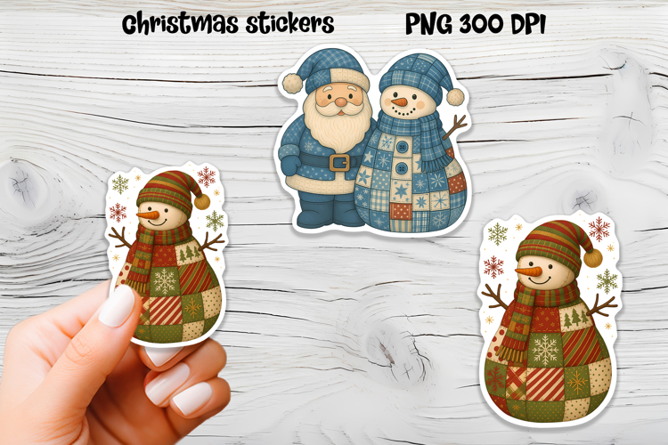 Christmas Patchwork stickers | Printable Christmas sticker  