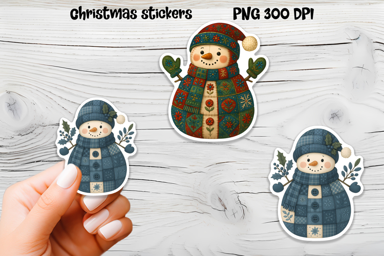 Christmas Patchwork stickers | Printable Christmas sticker  