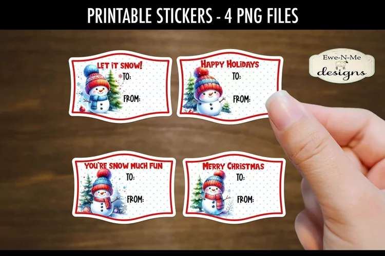 Cute Snowman Printable Gift Tag Stickers | Printable Sticker