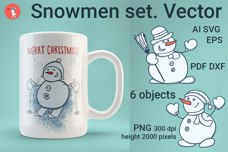 Snowmen set. Vector