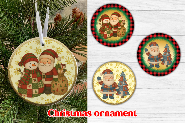 Snowman patchwork ornaments PNG | Christmas sublimation