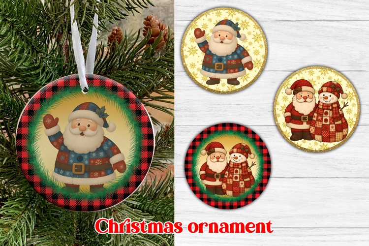 Snowman patchwork ornaments PNG | Christmas sublimation