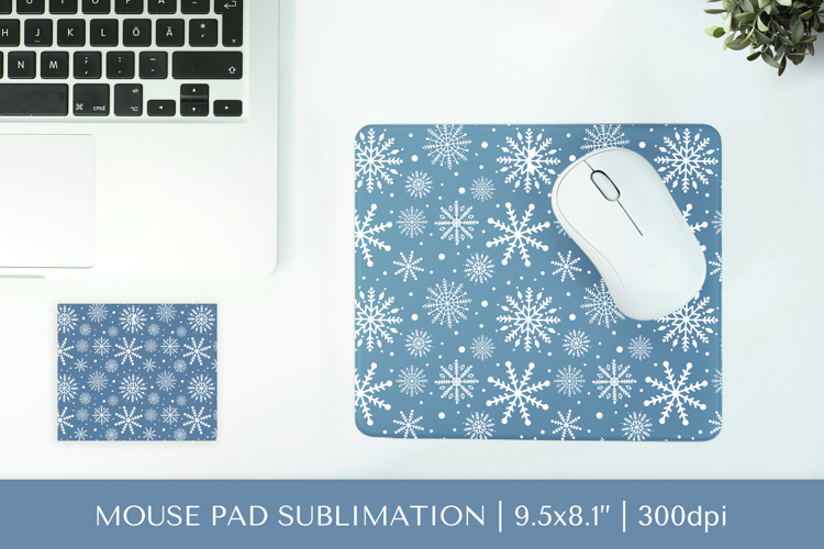 Winter mouse pad sublimation design. Snowflakes mousepad 01