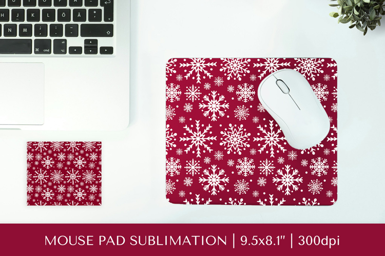 Winter mouse pad sublimation design. Snowflakes mousepad 07