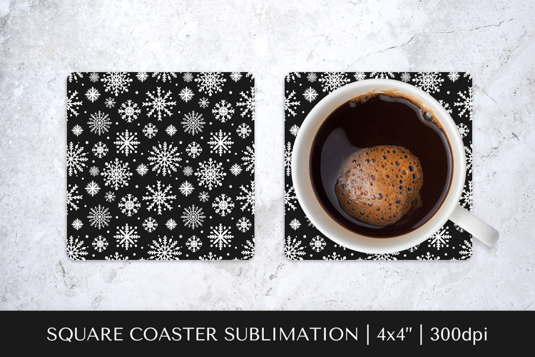 Winter square coaster sublimation. Snowflakes coaster PNG 09