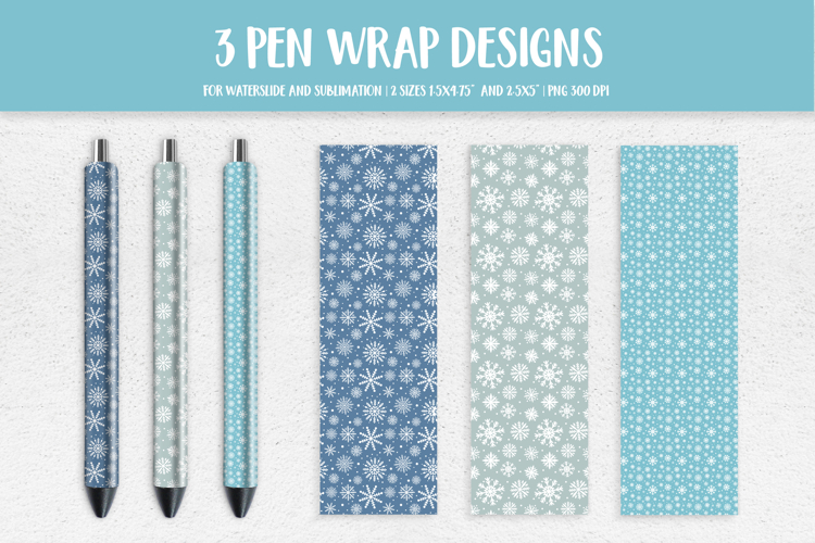 Winter Snowflakes Pen Wrap Sublimation or Waterslide PNG 21