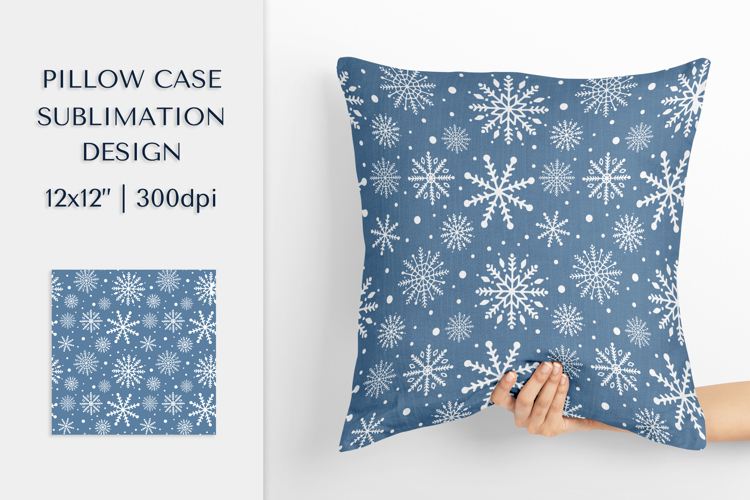 Winter Pillow Case Sublimation Design. Snowflakes Pillow 001