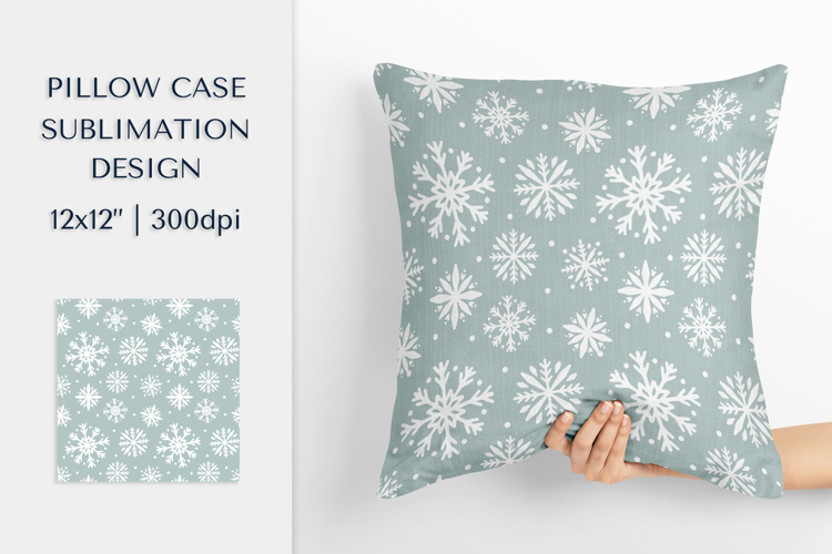 Winter Pillow Case Sublimation Design. Snowflakes Pillow 002