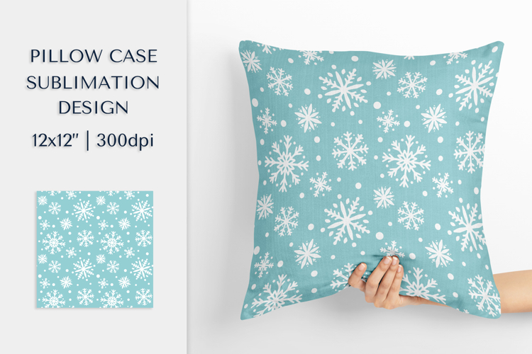 Winter Pillow Case Sublimation Design. Snowflakes Pillow 004