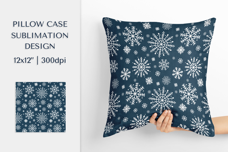 Winter Pillow Case Sublimation Design. Snowflakes Pillow 005