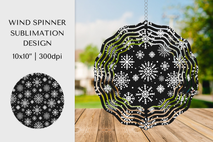 Winter Wind Spinner Sublimation. Snowflake Spinner Design 09